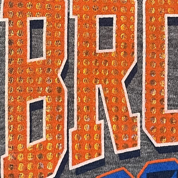 Denver Bronco's T-shirt with Striped Detail on Sleeves & Metallic Accent on Logo - Picture 2 of 3